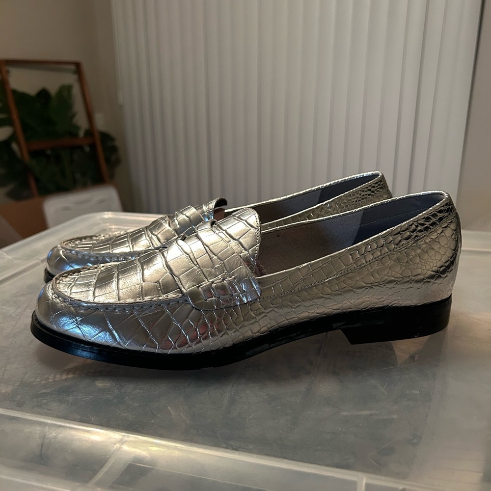 Marc Fisher Metallic Crocodile-Embossed Loafers